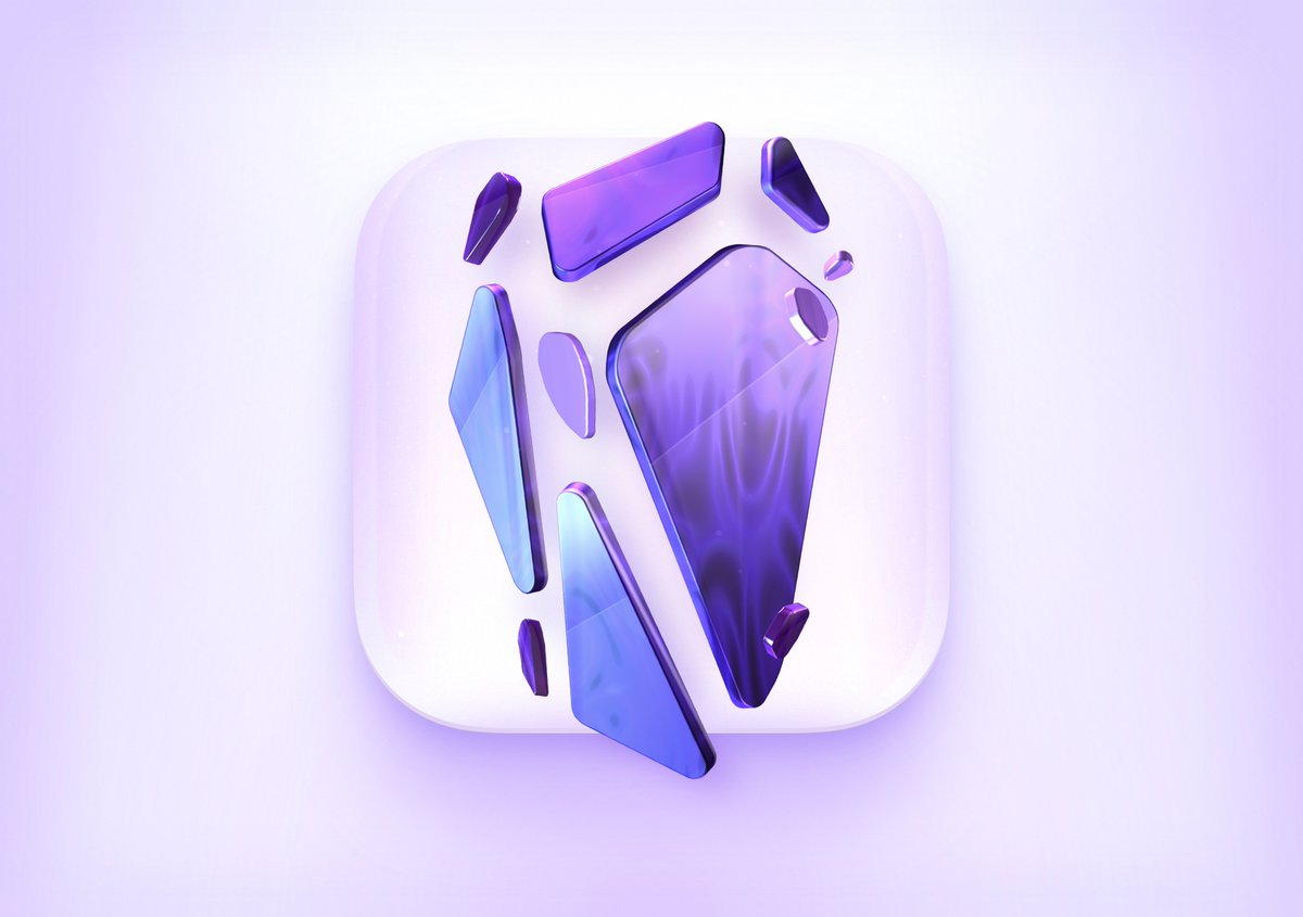 App icon for Obsidian. Violet, 3D, shades of violet, subtle shadows